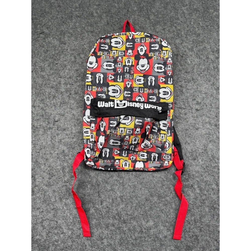 Disney Walt Disney World Mickey Mouse All Over Print Backpack Red Yellow New